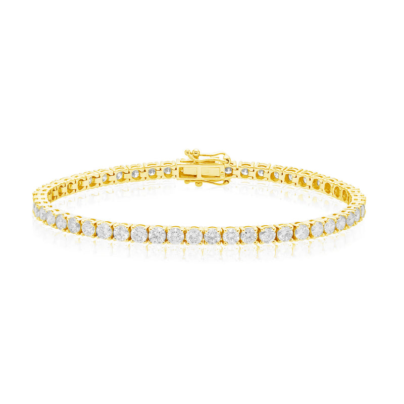 9ct Yellow Gold Round Cut 6.00 ctw Lab Grown Diamond Tennis Bracelet