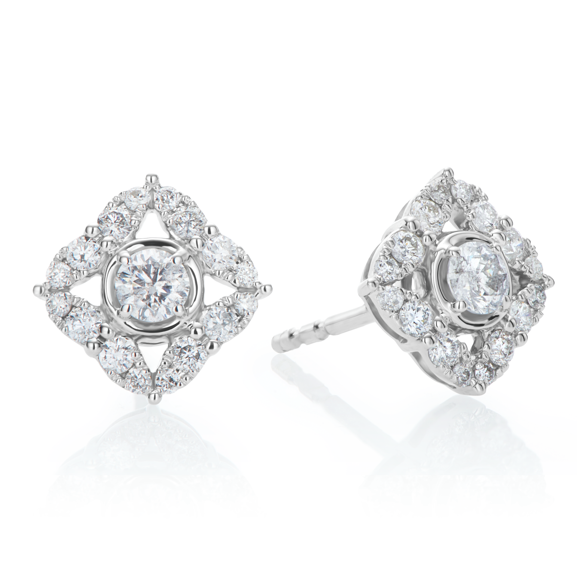 9ct White Gold Round Cut 0.50 ctw Diamond Stud Earrings