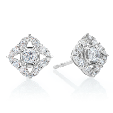 9ct White Gold Round Cut 0.50 ctw Diamond Stud Earrings