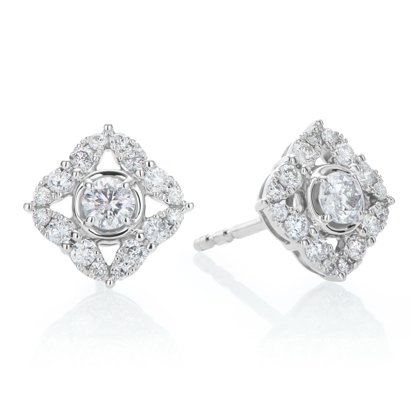 9ct White Gold Round Cut 0.50 ctw Diamond Stud Earrings