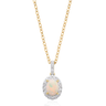 9ct Yellow Gold Oval Opal & Round Cut Diamond Pendant