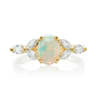 9ct Yellow Gold Oval & Marquise Cut Opal & Diamond Ring