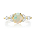 9ct Yellow Gold Oval & Marquise Cut Opal & Diamond Ring