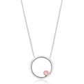 9ct White Gold Round Cut Pink Diamond Necklet