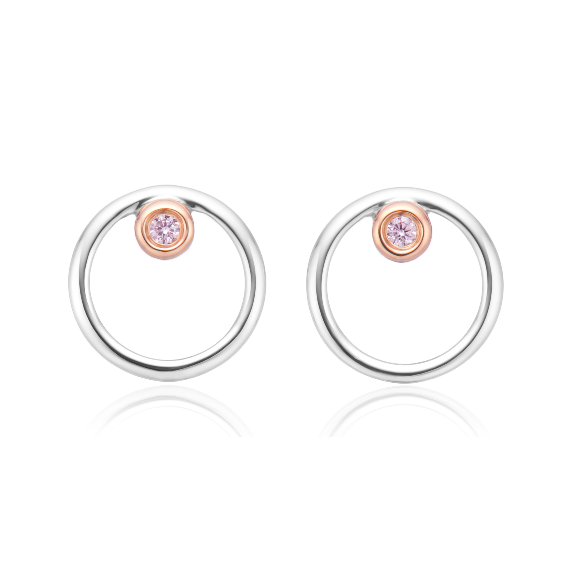 9ct White Gold Round Cut Pink Diamond Earrings