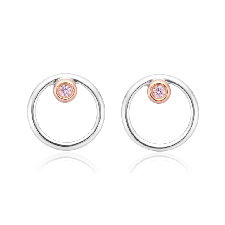 9ct White Gold Round Cut Pink Diamond Earrings