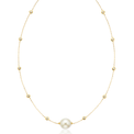 Perla by Autore 18ct Yellow Gold 9mm Pearl & Round Cut 0.10 ctw Diamond Necklace