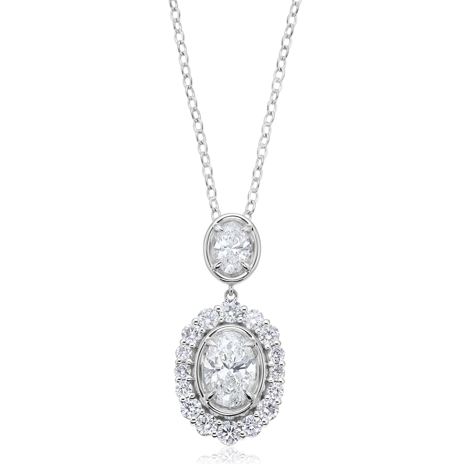 9ct White Gold Oval & Round Cut 2.00 ctw IGI Certified Lab Grown Diamond Pendant