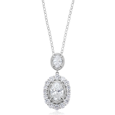9ct White Gold Oval & Round Cut 2.00 ctw IGI Certified Lab Grown Diamond Pendant
