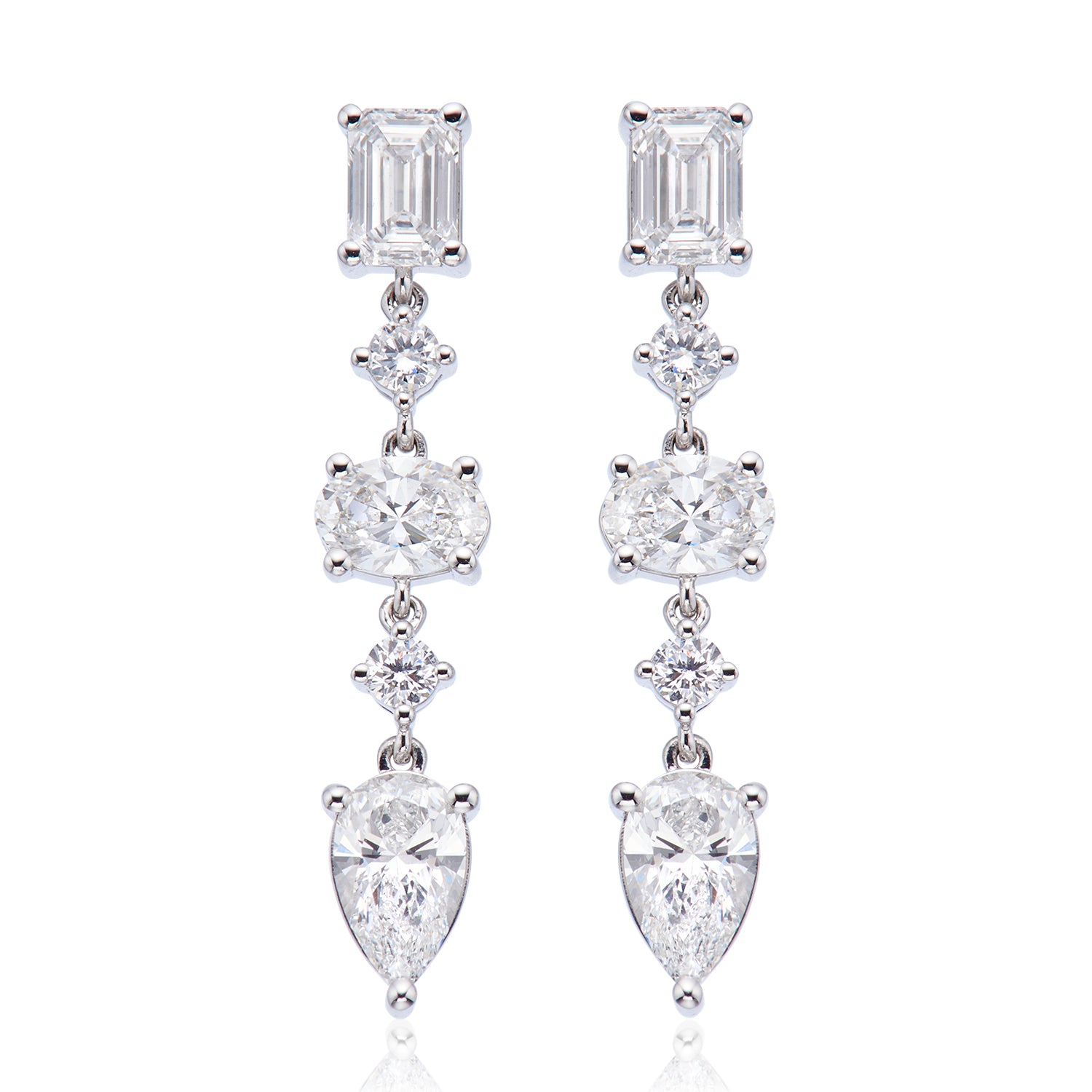 9ct White Gold Oval, Pear, & Emerald Cut 3.00 ctw Certified Lab Grown Diamond Earrings