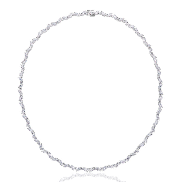 9ct White Gold Marquise & Round Cut 15.00 ctw Lab Grown Diamond Necklace