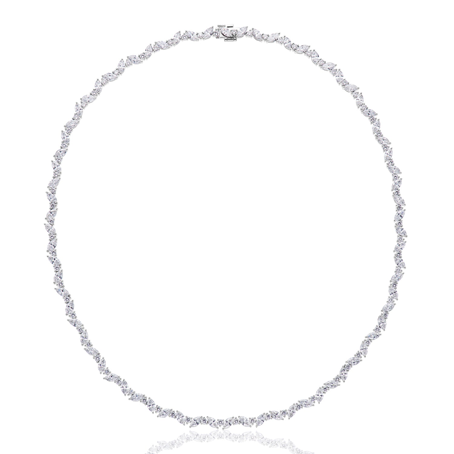 9ct White Gold Marquise & Round Cut 15.00 ctw Lab Grown Diamond Necklace