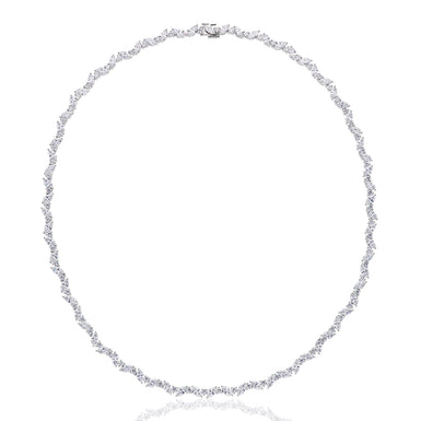 9ct White Gold Marquise & Round Cut 15.00 ctw Lab Grown Diamond Necklace