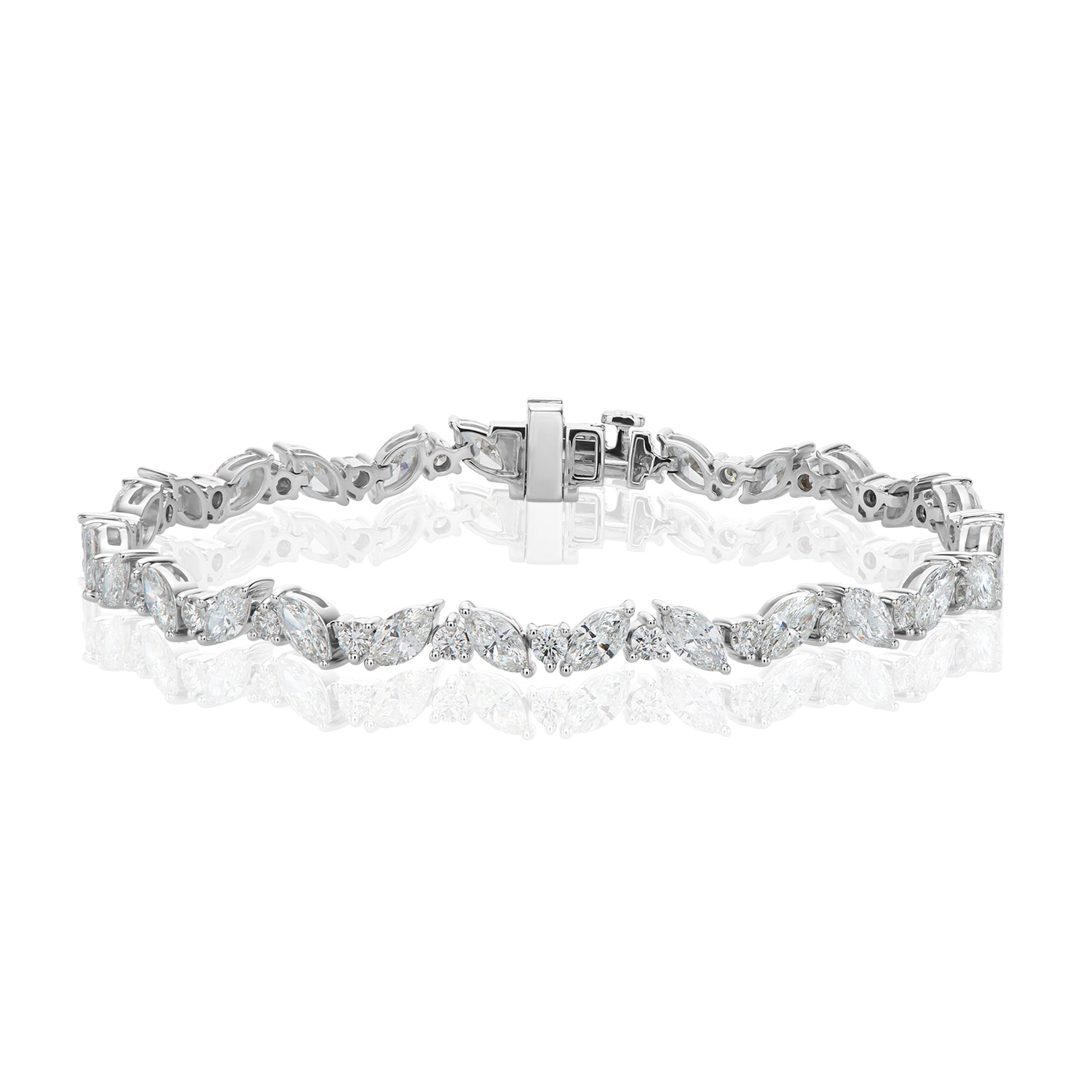 9ct White Gold Marquise & Round Cut 6.90 ctw Lab Grown Diamond Bracelet