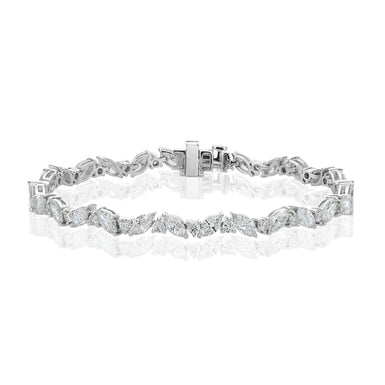 9ct White Gold Marquise & Round Cut 6.90 ctw Lab Grown Diamond Bracelet
