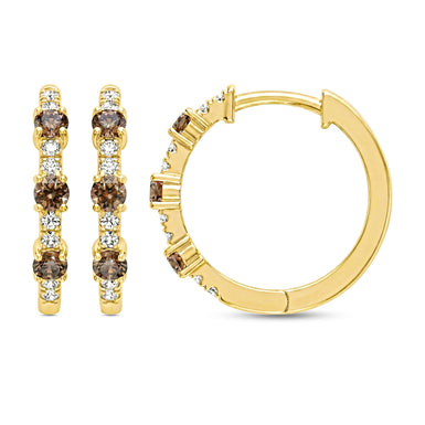 9ct Yellow Gold Round Cut 0.50 ctw Australian Champagne & White Diamond Earrings