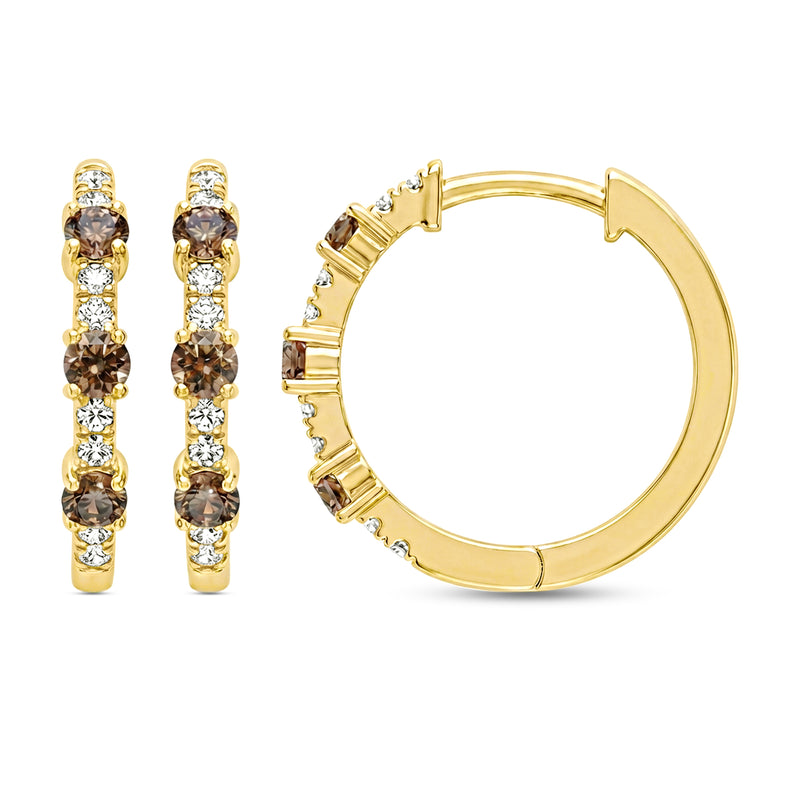 9ct Yellow Gold Round Cut 0.50 ctw Australian Champagne & White Diamond Earrings