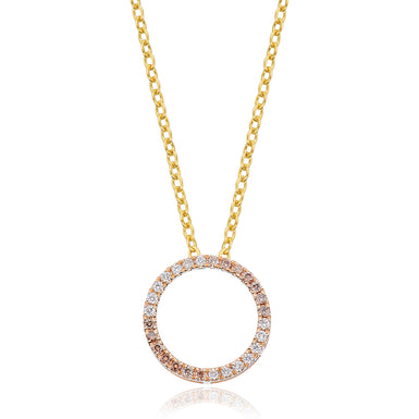 Kaléidoscope 9ct Yellow Gold Round Cut 0.25 ctw Australian Champagne & White Diamond Pendant