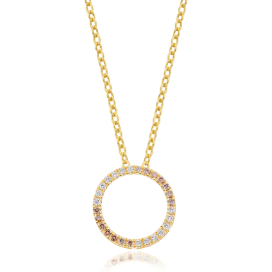 Kaléidoscope 9ct Yellow Gold Round Cut 0.25 ctw Australian Champagne & White Diamond Pendant