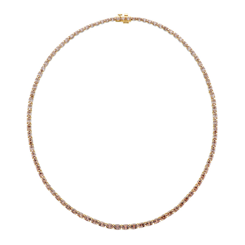 18ct Yellow Gold Oval Cut 20.00 ctw Australian Champagne & White Diamond Necklace