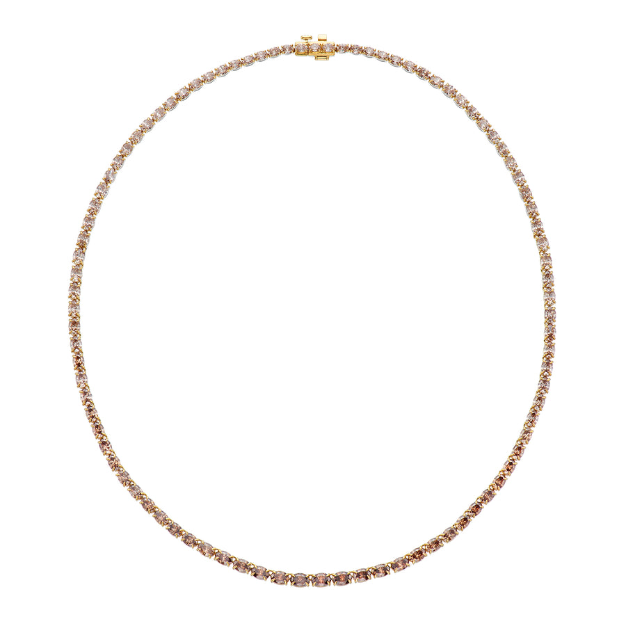18ct Yellow Gold Oval Cut 20.00 ctw Australian Champagne & White Diamond Necklace