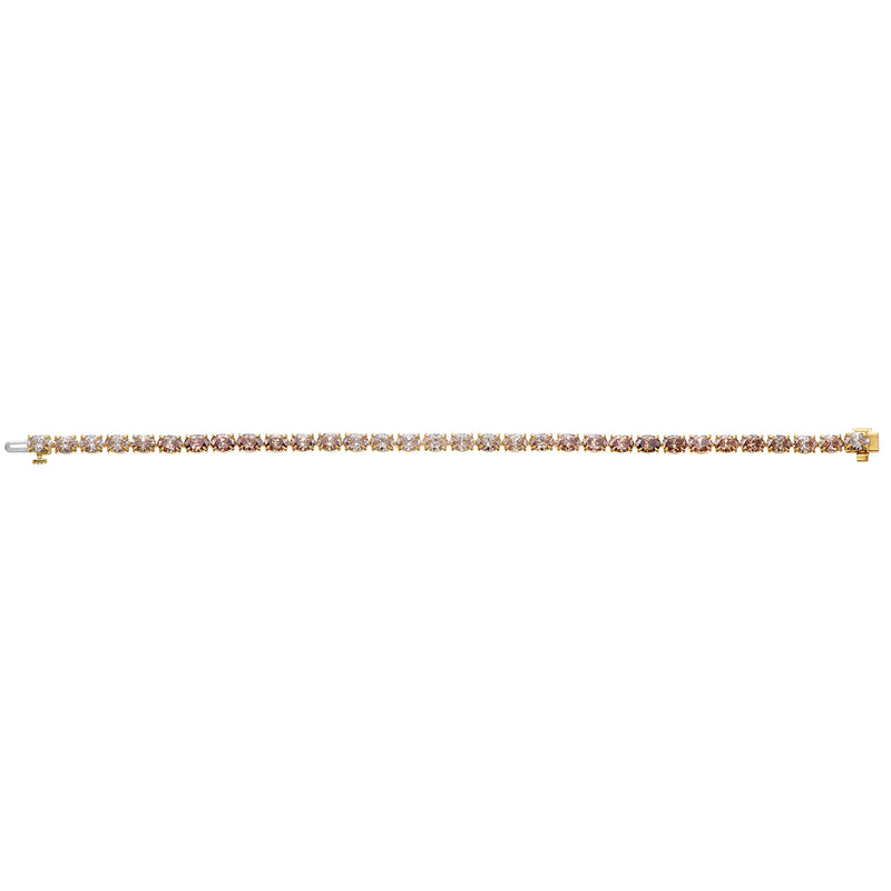 18ct Yellow Gold Oval Cut 10.00 ctw Australian Champagne & White Diamond Bracelet