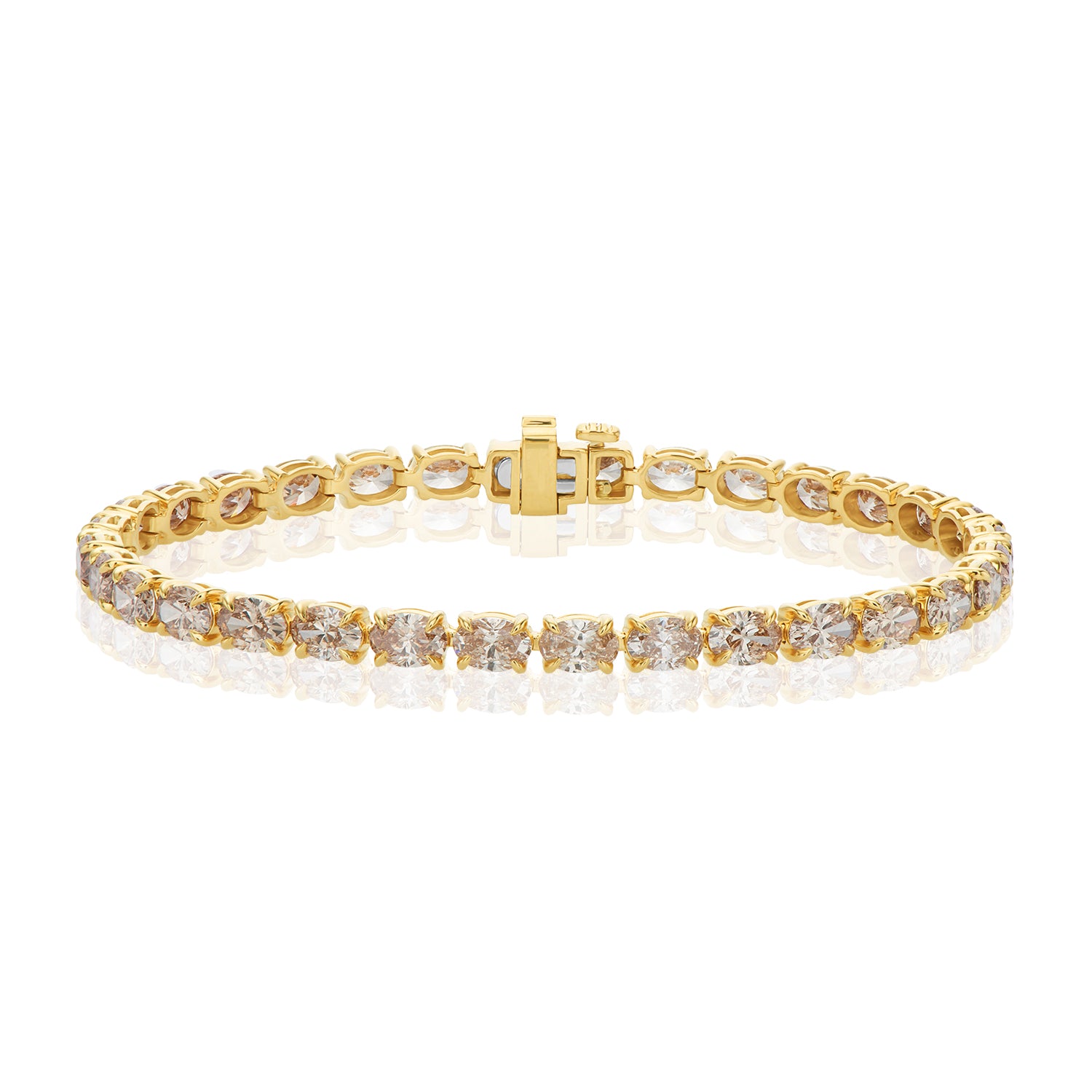 Kaléidoscope 18ct Yellow Gold Oval Cut 10.00 ctw Australian Champagne & White Diamond Bracelet