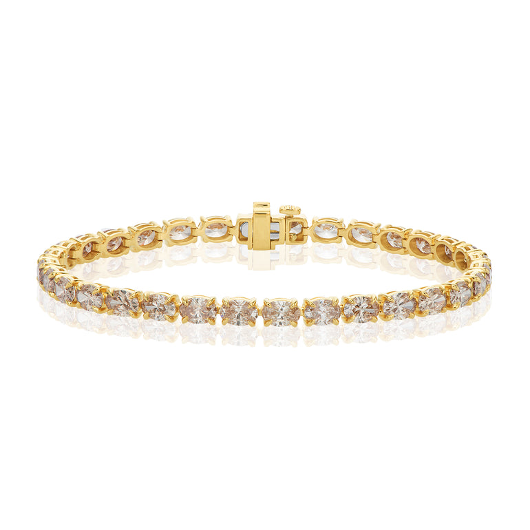 18ct Yellow Gold Oval Cut 10.00 ctw Australian Champagne & White Diamond Bracelet