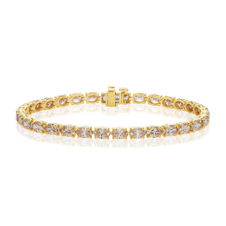 18ct Yellow Gold Oval Cut 10.00 ctw Australian Champagne & White Diamond Bracelet