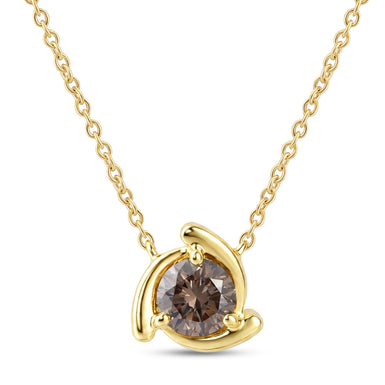 9ct Yellow Gold Round Cut 0.25 ct Australian Champagne & White Diamond Pendant