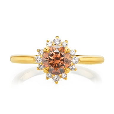 Kaléidoscope 18ct Yellow Gold Round Cut 1.15 ctw Australian Champagne & White Diamond Rings
