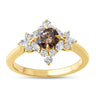 18ct Yellow Gold Round & Marquise Cut 1.00 ctw Australian Champagne & White Diamond Ring