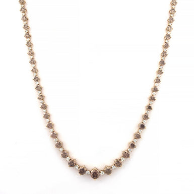 18ct Yellow Gold Round Cut 20.80 ctw Australian Champagne & White Diamond Necklace