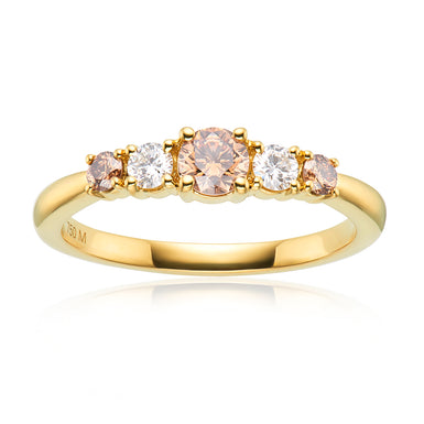Kaléidoscope 18ct Yellow Gold Round Cut 1.00 ctw Australian Champagne & White Diamond Rings