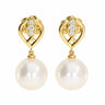 Perla By Autore 18ct Yellow Gold Oval Cut 11mm South Sea Pearl & 0.10ctw Diamond Earrings