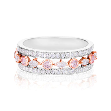 Rosyle 18ct White and Rose Gold Round & Marquise Cut 0.87ctw Argyle Authenticated Pink & White Diamonds Ring