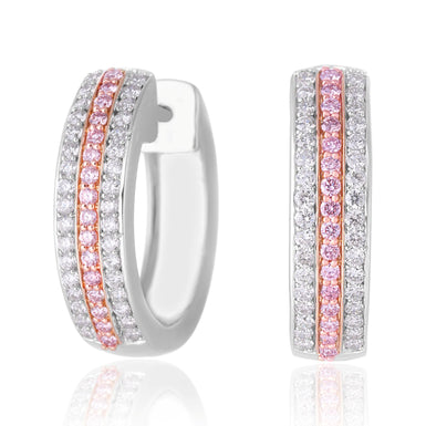 Rosyle 18ct White Gold Round Cut 0.50ctw Argyle Authenticated Pink & White Diamonds Earrings