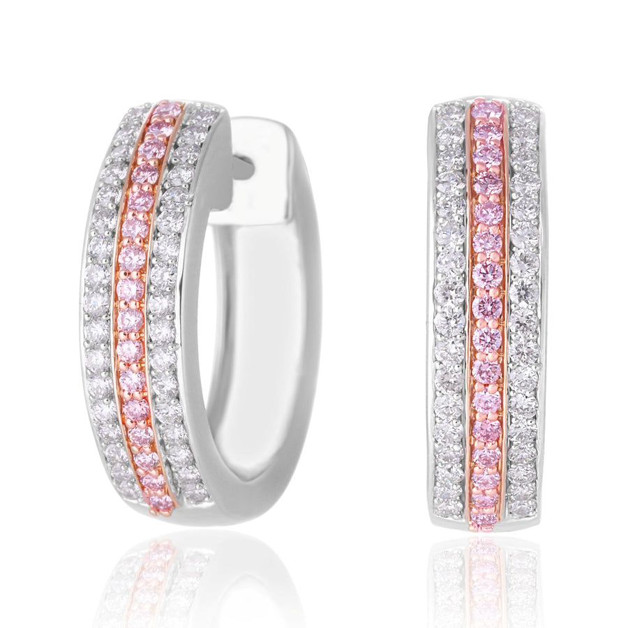 Rosyle 18ct White Gold Round Cut 0.50ctw Argyle Authenticated Pink & White Diamond Earrings