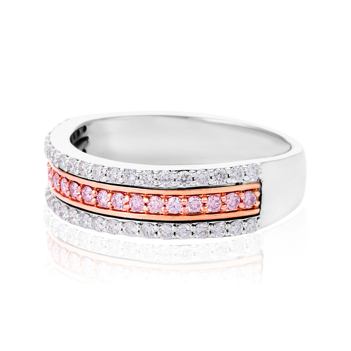 Rosyle 18ct White Gold Round Cut 0.50ctw Argyle Authenticated Pink & White Diamonds Ring
