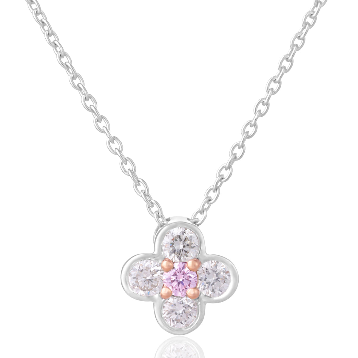 Rosyle 18ct White and Rose Gold Round Cut 0.20ctw Argyle Authenticated Pink & White Diamonds Pendant