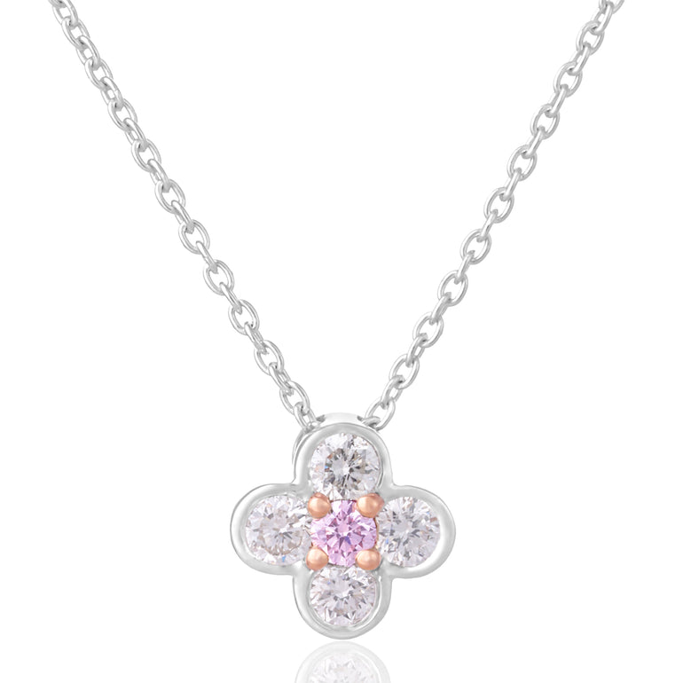 Rosyle 18ct White and Rose Gold Round Cut 0.20ctw Argyle Authenticated Pink & White Diamonds Pendant