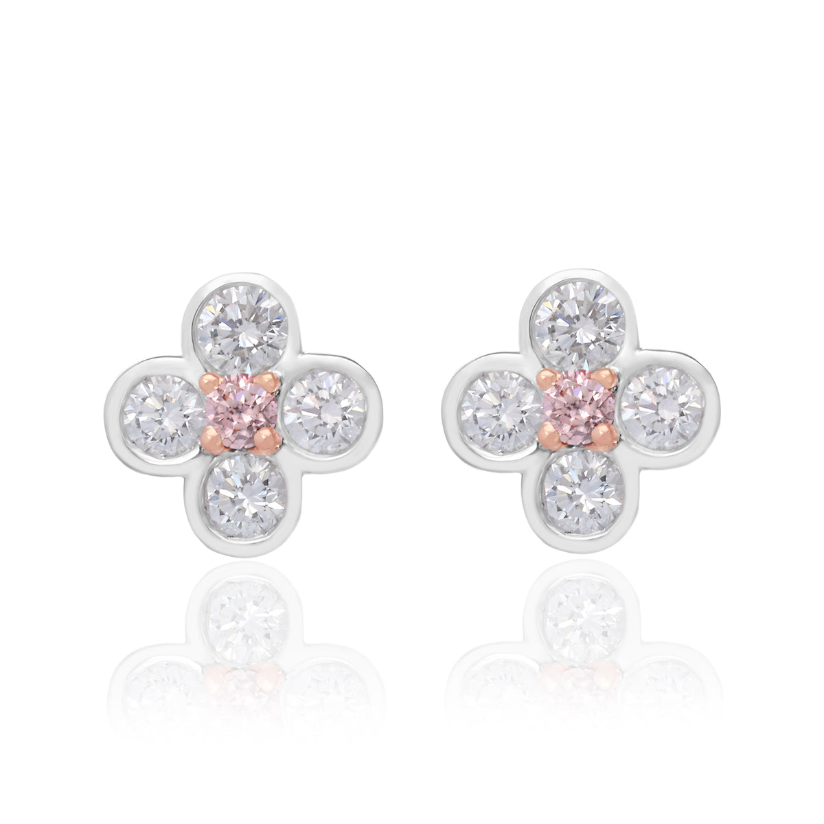 Rosyle 18ct White and Rose Gold Round Cut 0.30ctw Argyle Authenticated Pink & White Diamonds Earrings