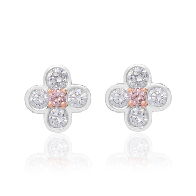 Rosyle 18ct White and Rose Gold Round Cut 0.30ctw Argyle Authenticated Pink & White Diamonds Earrings