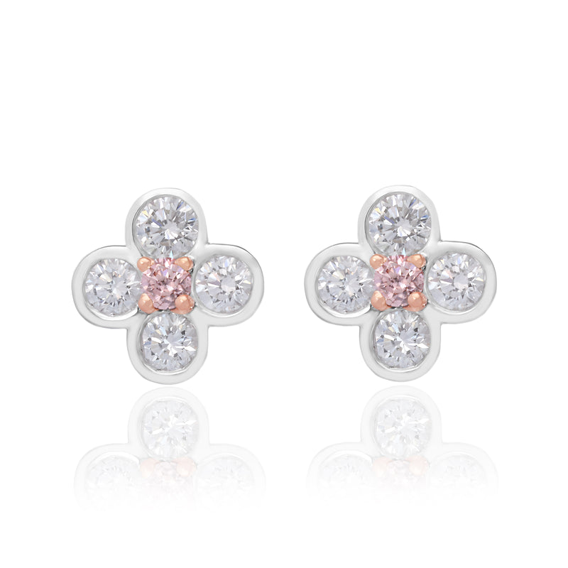 Rosyle 18ct White and Rose Gold Round Cut 0.30ctw Argyle Authenticated Pink & White Diamonds Earrings