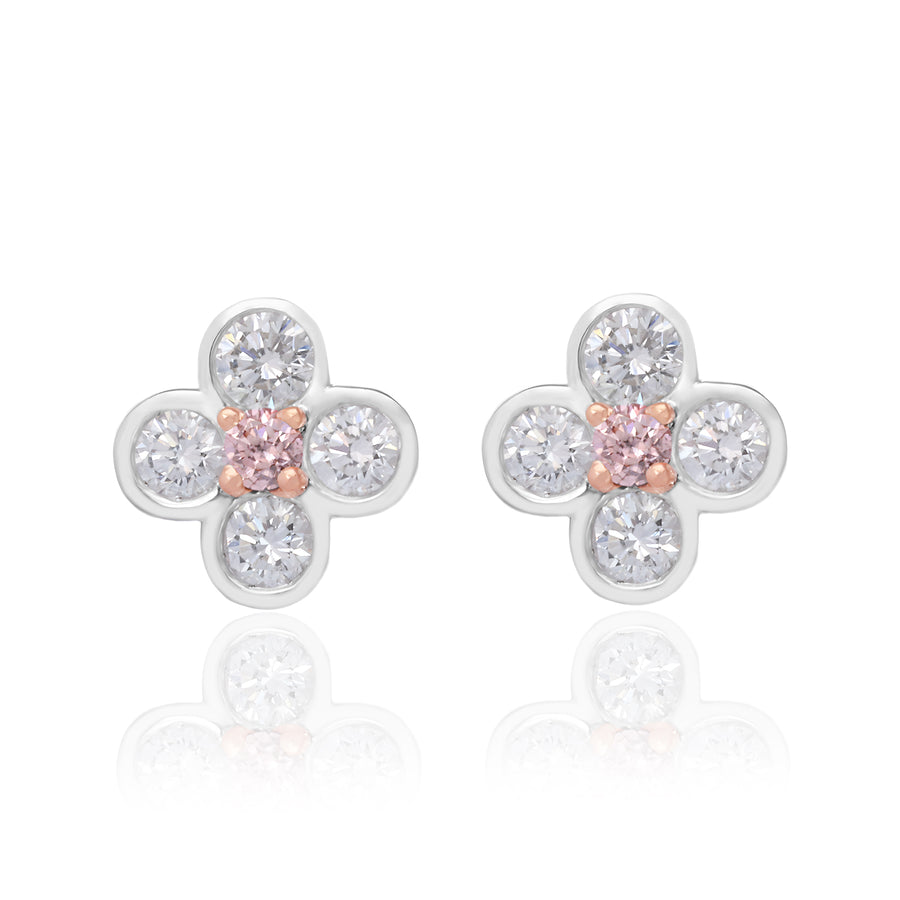 Rosyle 18ct White and Rose Gold Round Cut 0.30ctw Argyle Authenticated Pink & White Diamond Earrings