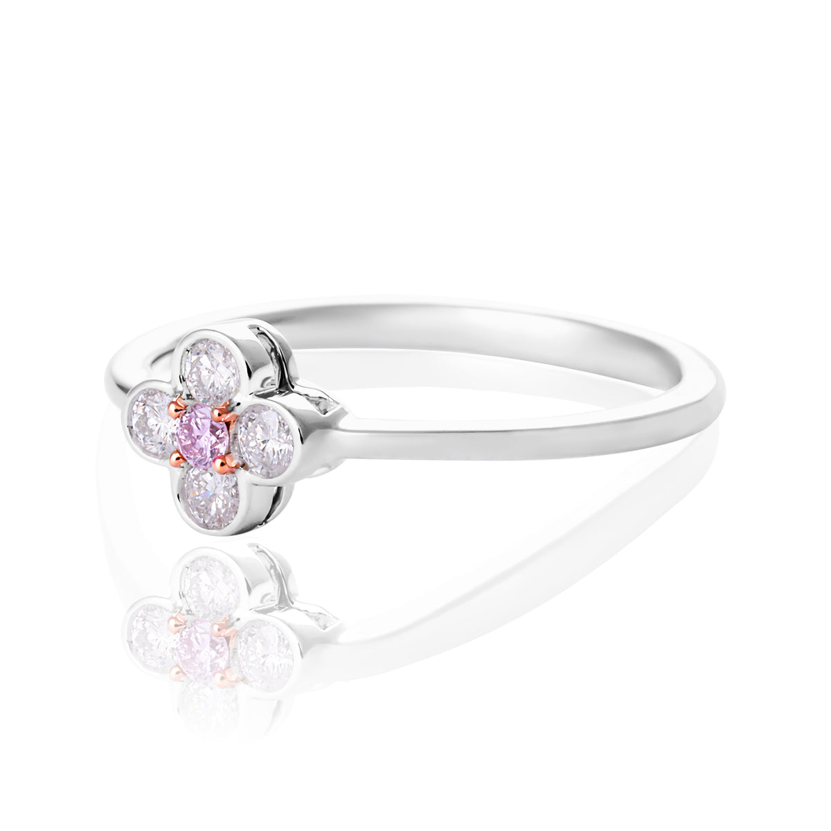 Rosyle 18ct White and Rose Gold Round Cut 0.20ctw Argyle Authenticated Pink & White Diamonds Ring