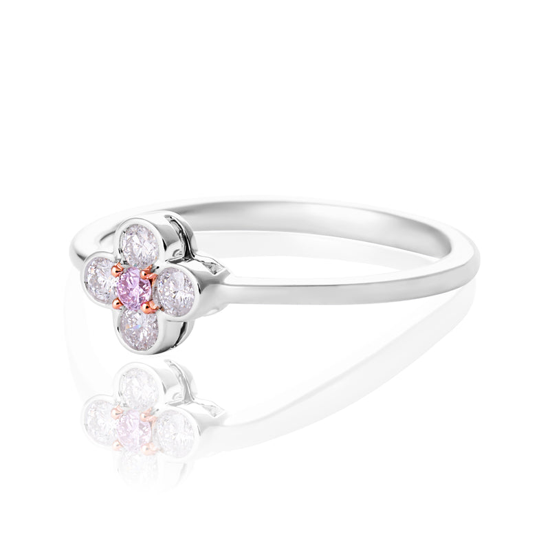 Rosyle 18ct White and Rose Gold Round Cut 0.20ctw Argyle Authenticated Pink & White Diamonds Ring