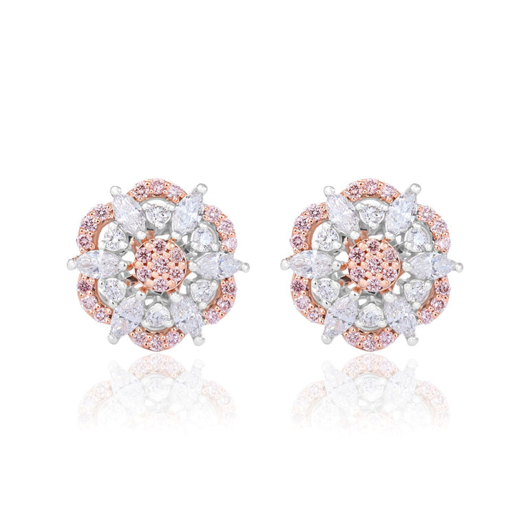 Rosyle 18ct White Gold Round & Marquise Cut 0.63ctw Argyle Authenticated Pink & White Diamonds Earrings