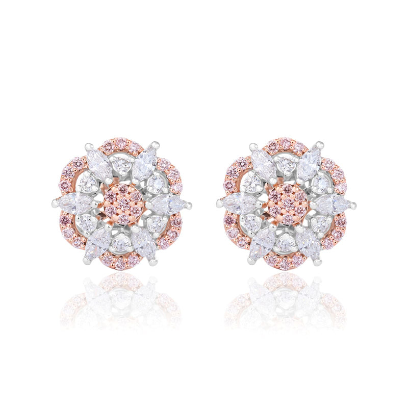 Rosyle 18ct White Gold Round & Marquise Cut 0.63ctw Argyle Authenticated Pink & White Diamonds Earrings
