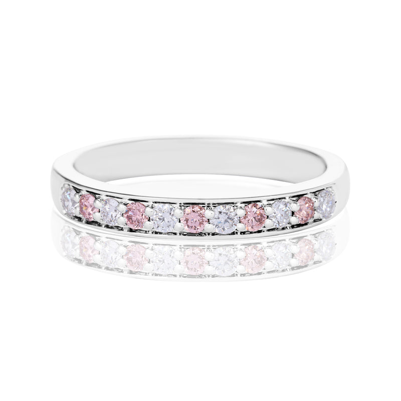 Rosyle 18ct White Gold Round Cut 0.29ctw Argyle Authenticated Pink & White Diamonds Ring